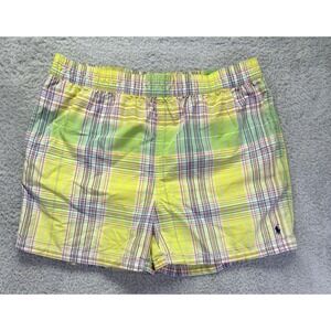 Vintage Polo Ralph Lauren Men's XL Yellow Plaid‎ Swim Trunks Bathing Suit 90's